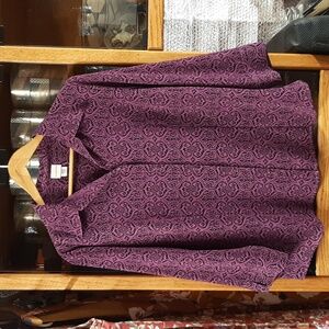 Covington Purple & Black LS Button-up Blouse Sz XL